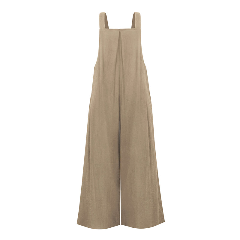 Pocketed Cotton And Linen Breathable Wide Leg Pants