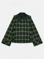 Women's High-Neck Checked Hooded Quilted Coat