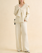 Women's Sweater with Attached Scarf Two-Piece Set