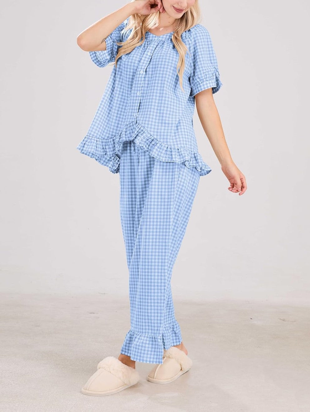Women's2 Piece Gingham Pajama Set