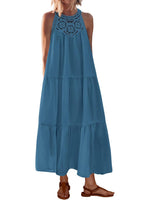 2026 Women's Boho Sleeveless Hollow Out Maxi Dress