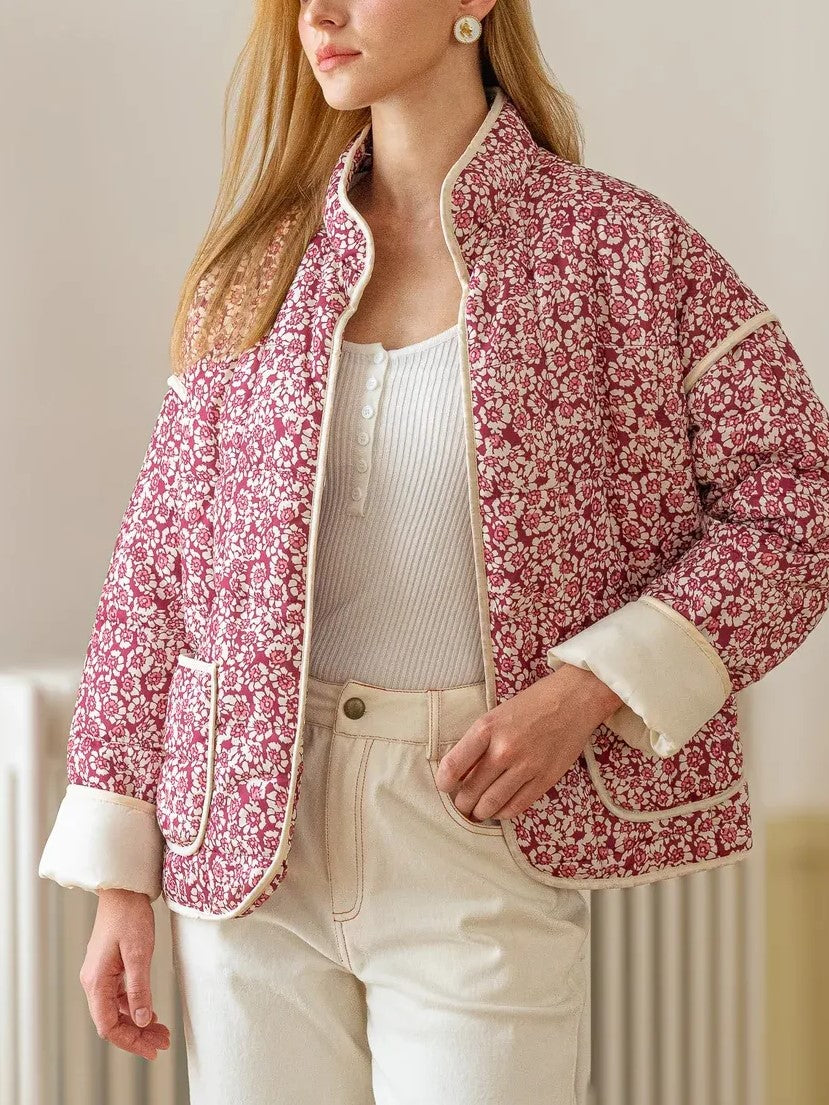 Women's Floral Pattern Quilted Outerwear
