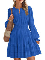 Women's Tiered Ruffle Hem V-Neck Dress
