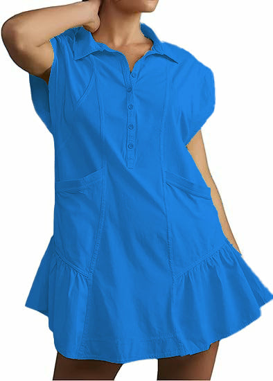 Button Down Shirt Dress with Pockets