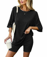 Women's Ribbed Summer Two Piece Lounge Set