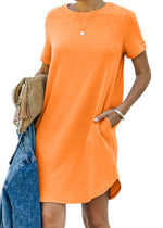 Women's Casual Short Sleeve T-shirt Dress with Pocket