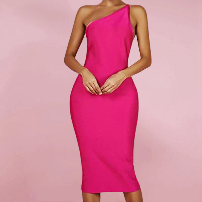 Women's One Shoulder Bandage MidiDress