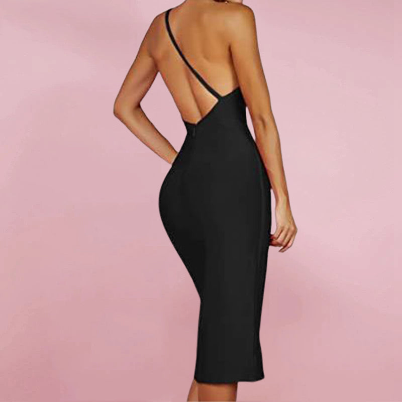 Women's One Shoulder Bandage MidiDress