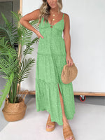 Women's Ditsy Floral Plunge Neckline Tiered Maxi Dress
