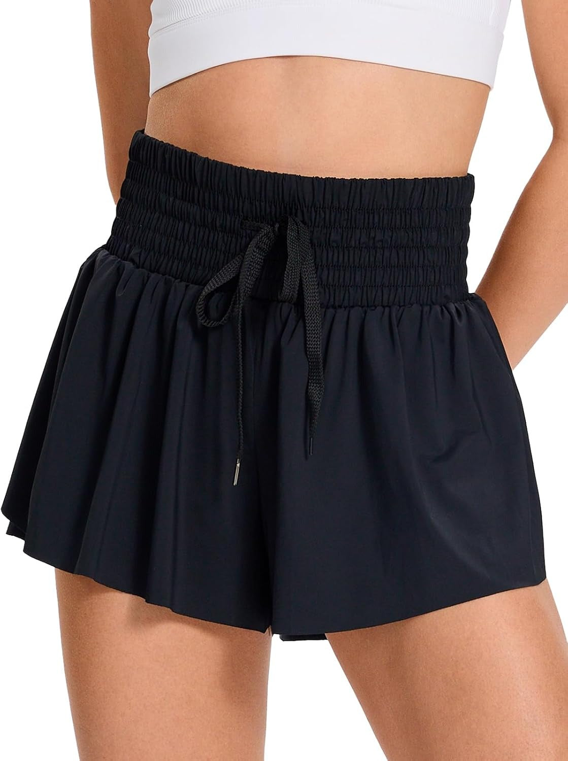 Women's High Waist Drawstring Flowy Athletic Shorts