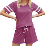 Striped Pocket Casual Two-piece Set