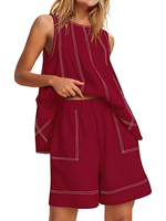 Women's Stitching Tank Tops and High Waist Shorts Set