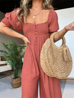 New Bubble Sleeve Ruffled Jumpsuit