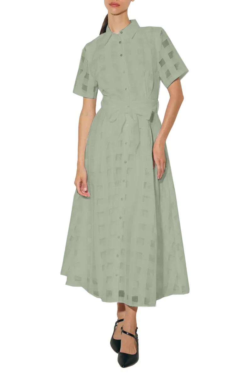 Women's Button Down Organza Maxi Shirt Dress