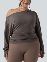 Women's One Shoulder Thumb Hole Yoga Sports Top