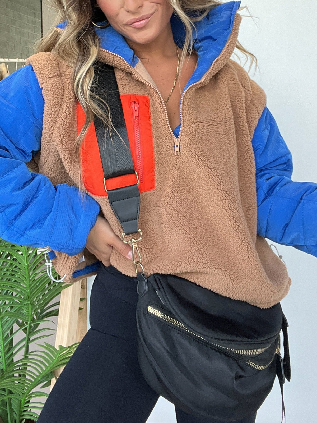 Women's Fleece Color Block Pullover Jacket