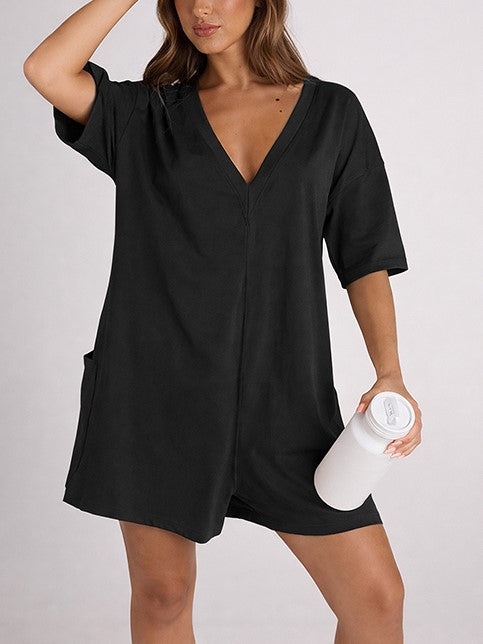 Women's Summer Oversized Reversible Tee Romper