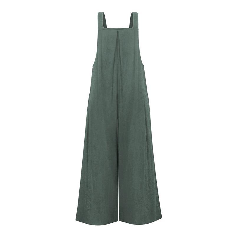 Pocketed Cotton And Linen Breathable Wide Leg Pants