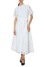 Women's Button Down Organza Maxi Shirt Dress