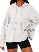 Women's Casual Pleated Tiered Ruffle Hoodies Sweatshirts