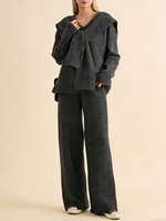 Women's Sweater with Attached Scarf Two-Piece Set