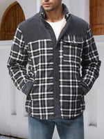 Men's Warm Plaid Fleece-Lined Outdoor Jacket