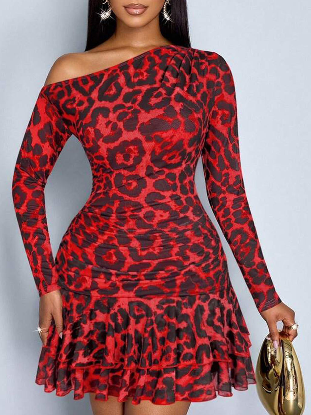 Women's Leopard Off-Shoulder Mini Dress