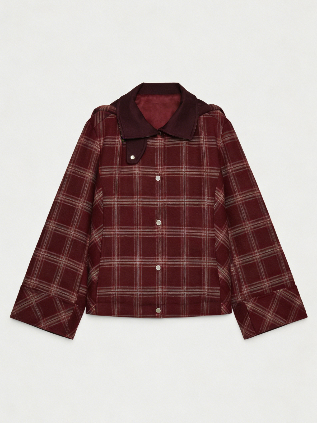 Women's High-Neck Checked Hooded Quilted Coat