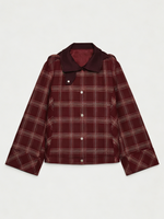 Women's High-Neck Checked Hooded Quilted Coat