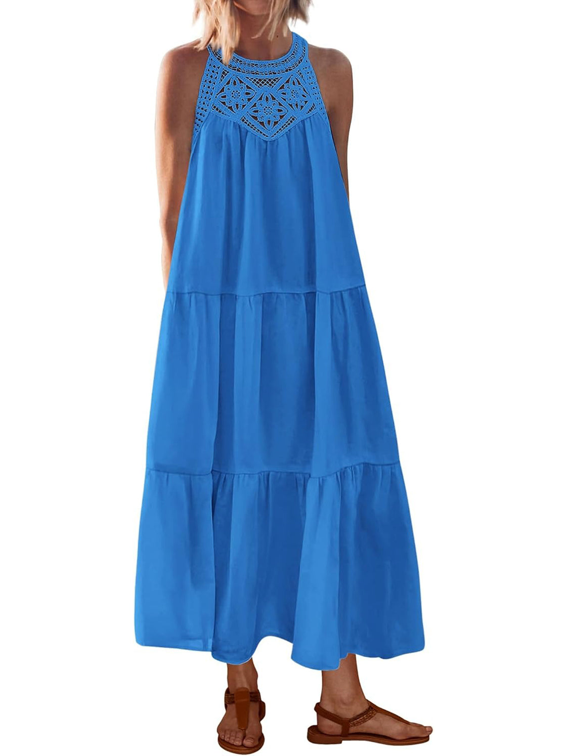 2026 Women's Boho Sleeveless Hollow Out Maxi Dress