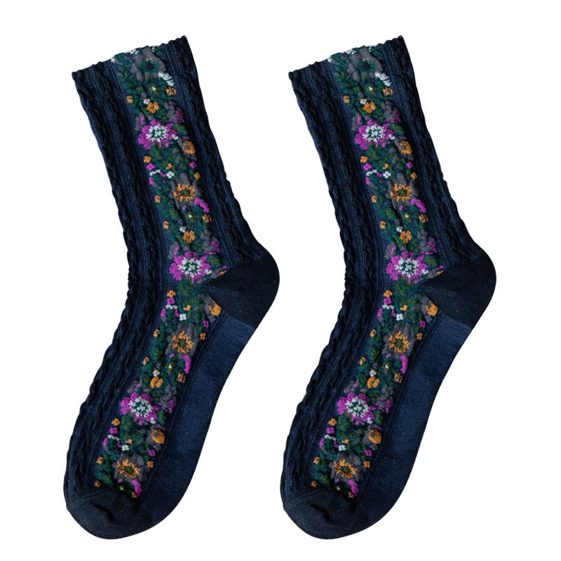 Vintage Embroidered Floral Socks