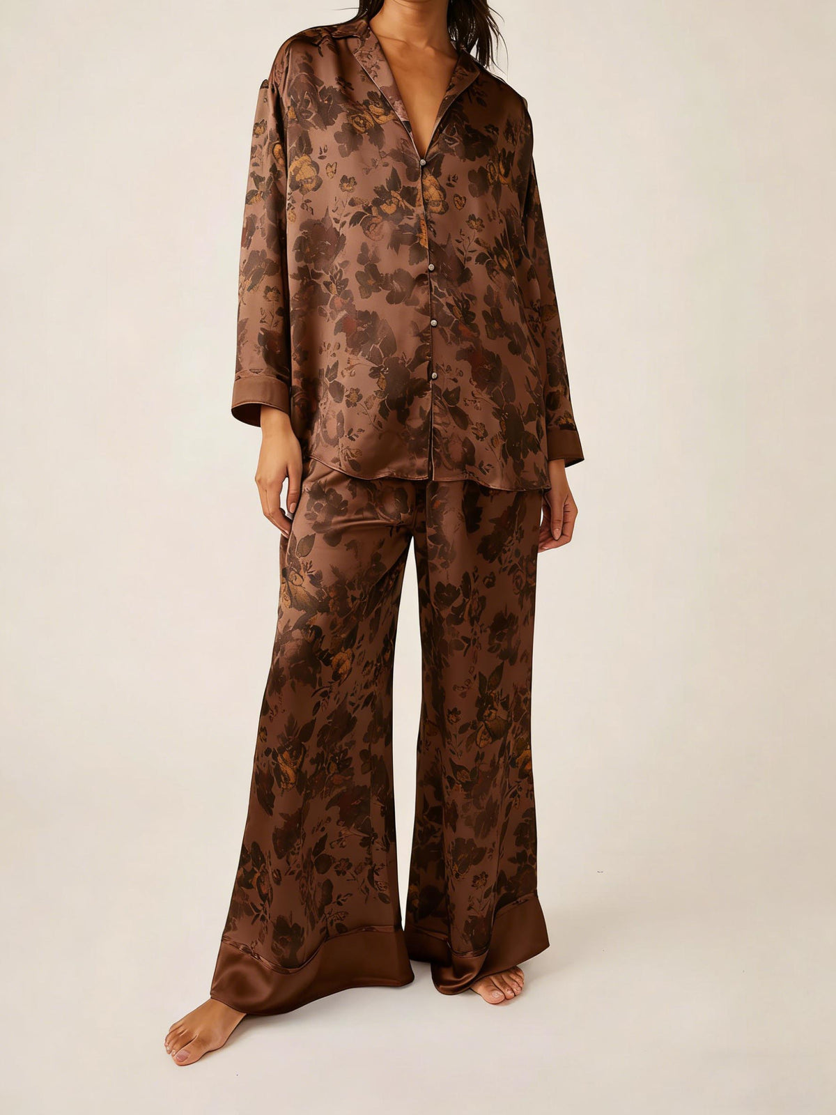 Women's Watercolor Bloom Silky Pajama Set