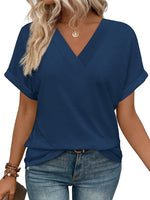 Women's Summer V Neck Short Sleeve Basic T Shirt