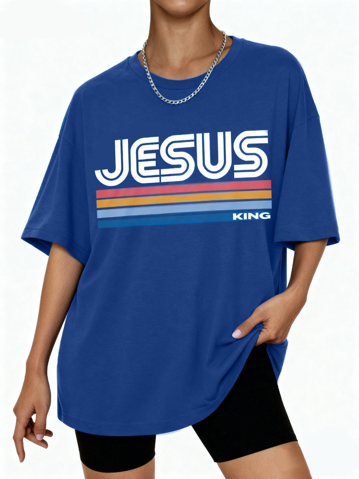 Retro Jesus King Oversized Cotton T-Shirt
