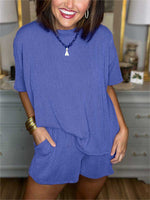 Women's Summer Ribbed Top and Short Set