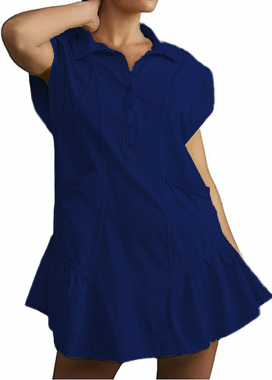 Button Down Shirt Dress with Pockets