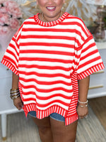 New Women's Mixed Stripes Oversized T-shirt