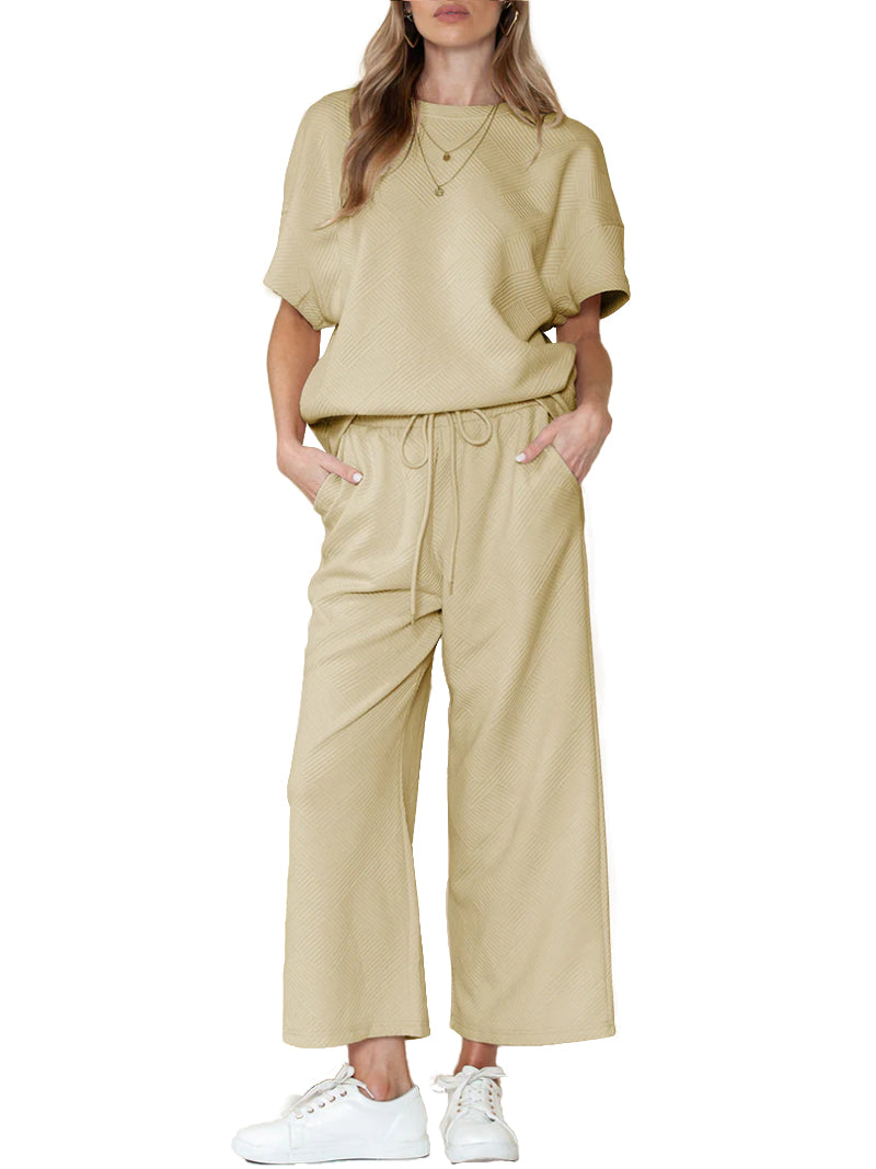 Women's Two Piece Textured Sports Casual Suit