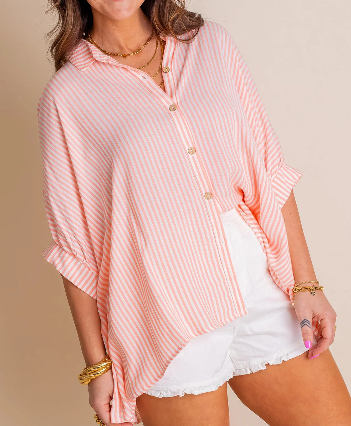Women's Oversized Striped Button-down Shirt