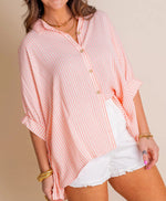 Women's Oversized Striped Button-down Shirt