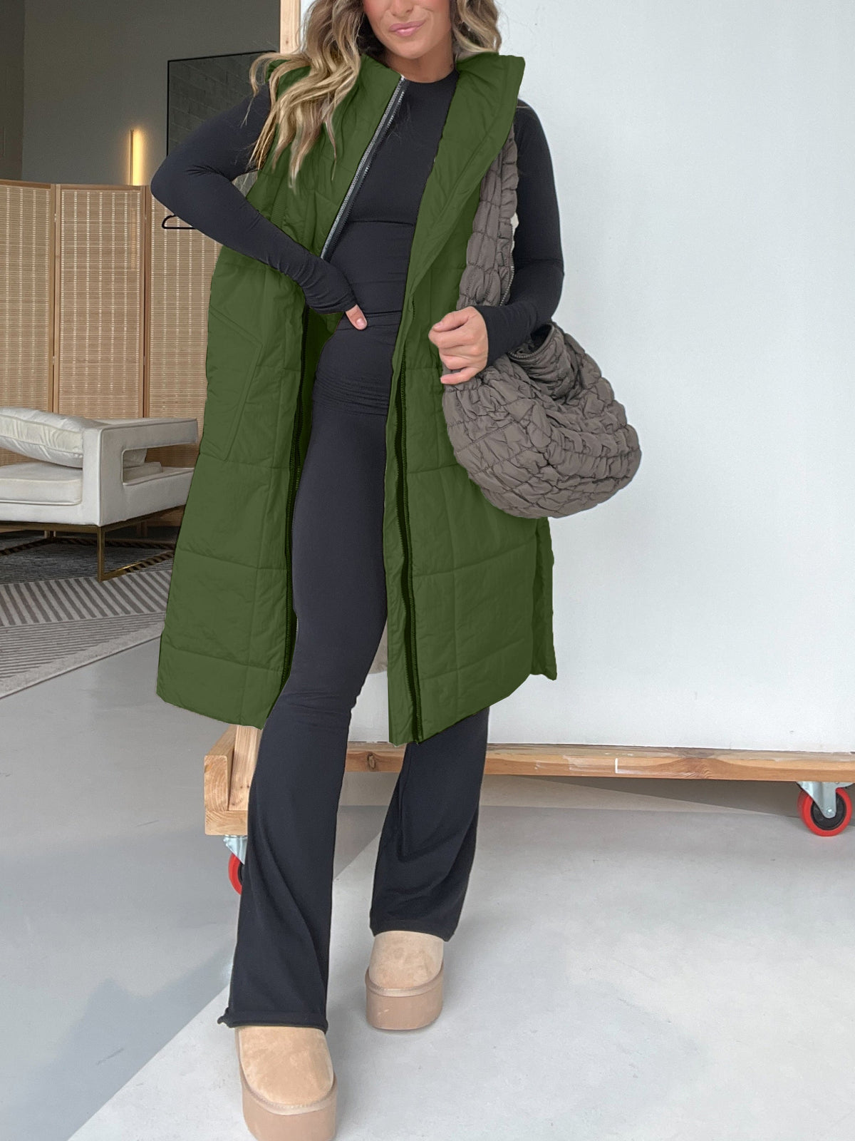 Women's Oversized Zipper Long Vest