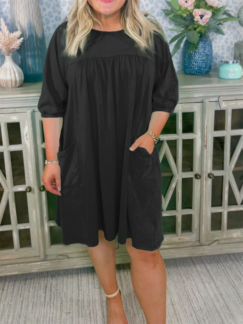 Women's Acid Washed Flowy Casual Dress with Pockets