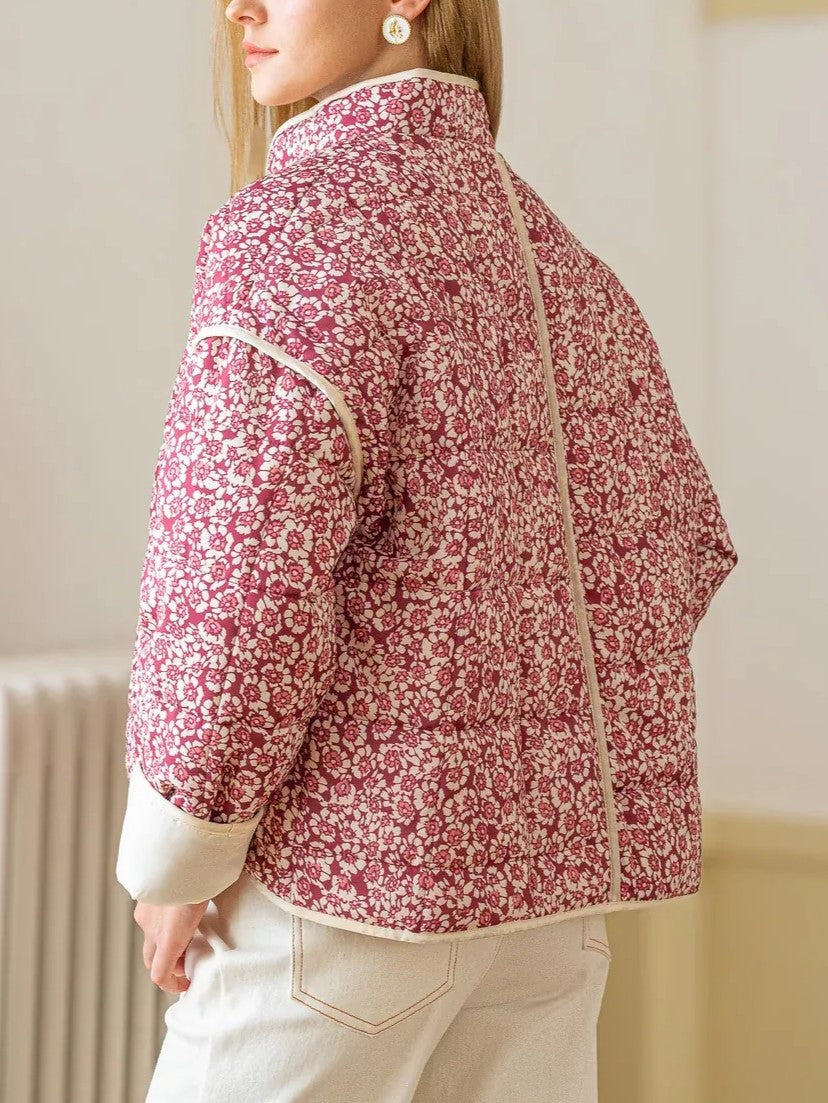 Women's Floral Pattern Quilted Outerwear