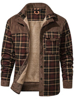Men's Warm Plaid Fleece-Lined Outdoor Jacket