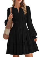 Women's Tiered Ruffle Hem V-Neck Dress