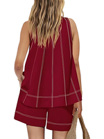 Women's Stitching Tank Tops and High Waist Shorts Set