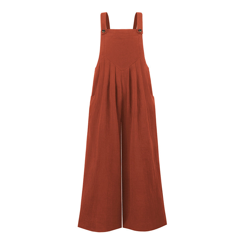 Pocketed Cotton And Linen Breathable Wide Leg Pants