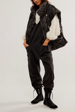 Women's Denim Sleeveless Loose Jumpsuit with Pockets