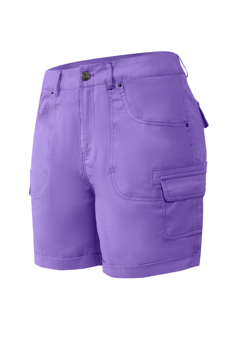 Solid Stitch Trim Roll Hem Shorts