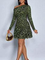 Women's Leopard Off-Shoulder Mini Dress